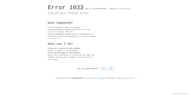 Security scan screenshot of http://alonzorawgoldminersuganda.site/index.html