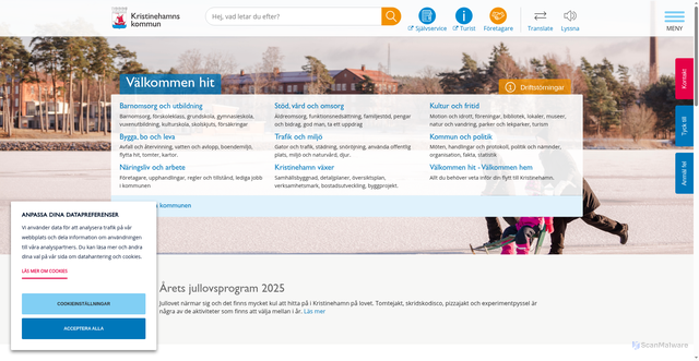 Security scan screenshot of https://www.kristinehamn.se/