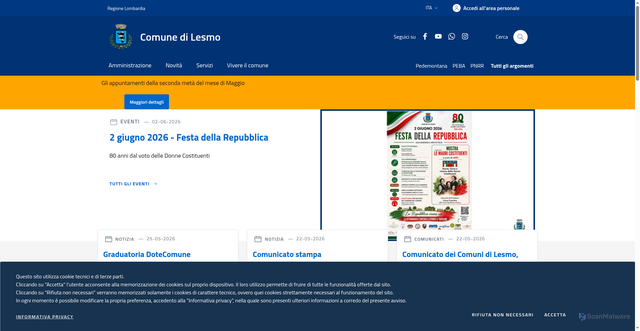 Security scan screenshot of https://www.comune.lesmo.mb.it