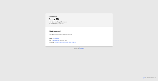 Security scan screenshot of https://core-ids.prod.altusplatform.com