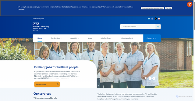Security scan screenshot of https://www.norfolkcommunityhealthandcare.nhs.uk/