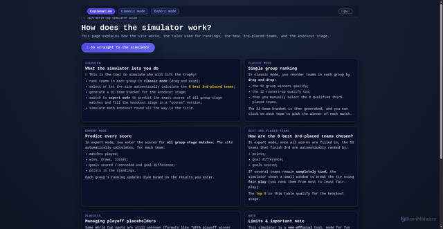 Security scan screenshot of https://worldcup2026-simulator.com/en/