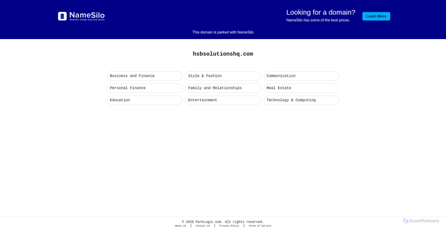 Security scan screenshot of hsbsolutionshq.com