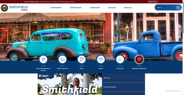 Security scan screenshot of https://smithfieldva.gov/