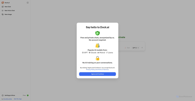 Security scan screenshot of https://duck.ai