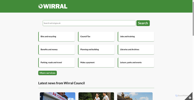 Security scan screenshot of http://www.wirral.gov.uk