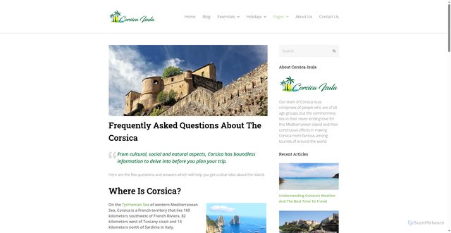 Security scan screenshot of https://www.corsica-isula.com/faq.htm