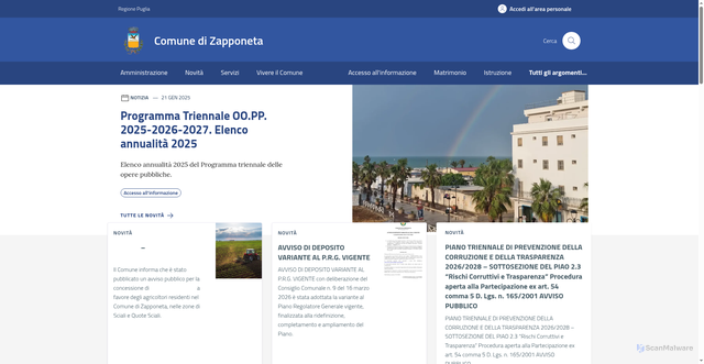 Security scan screenshot of https://www.comune.zapponeta.fg.it
