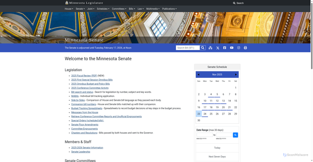 Security scan screenshot of https://www.senate.mn/