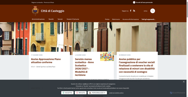 Security scan screenshot of https://www.comune.casteggio.pv.it