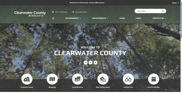 Security scan screenshot of https://www.clearwatercountymn.gov/