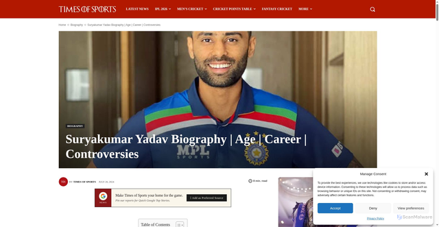 Security scan screenshot of https://www.timesofsports.com/biography/suryakumar-yadav/
