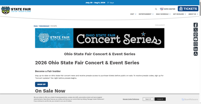 Security scan screenshot of https://www.ohiostatefair.com/p/entertainment/concerts1