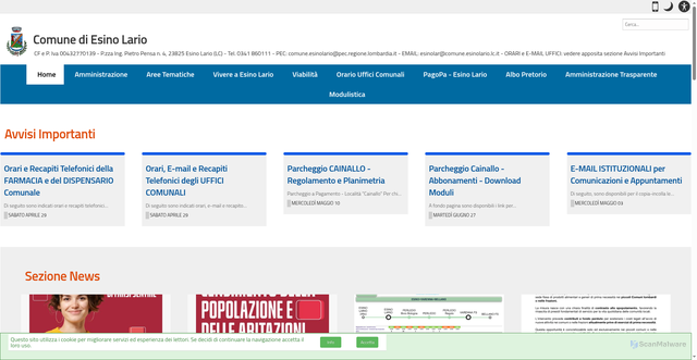 Security scan screenshot of https://www.comune.esinolario.lc.it/