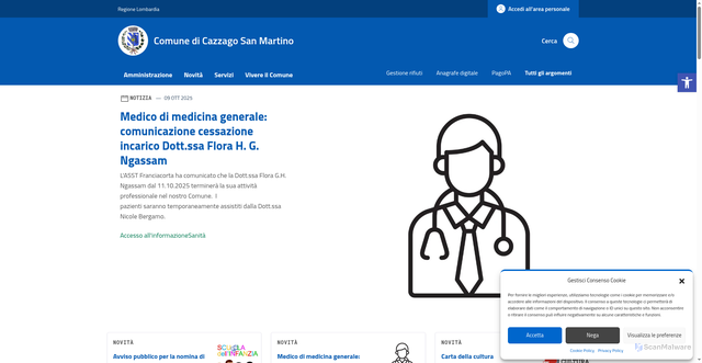 Security scan screenshot of https://comune.cazzago.bs.it/