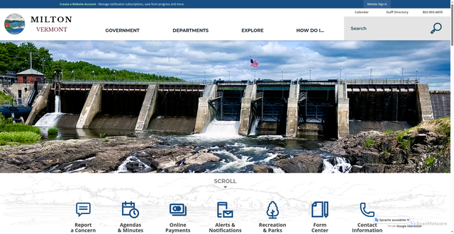 Security scan screenshot of https://miltonvt.gov/
