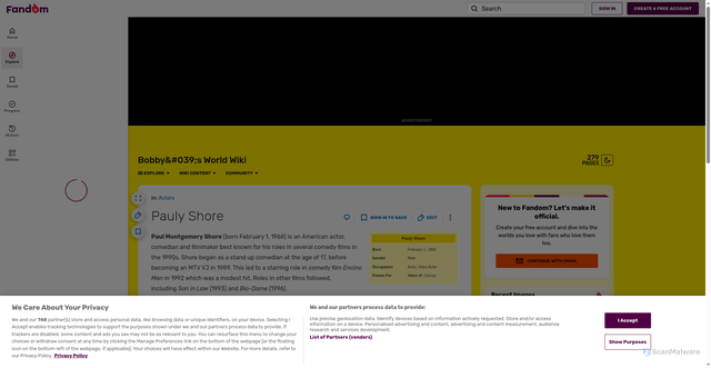 Security scan screenshot of https://bobbys-world.fandom.com/wiki/Pauly_Shore