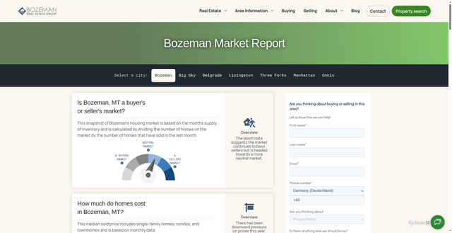 Security scan screenshot of https://bozemanrealestate.group/real-estate/market-report