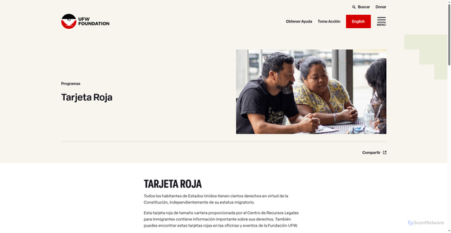 Security scan screenshot of https://ufwfoundation.org/es/program/tarjeta-roja/