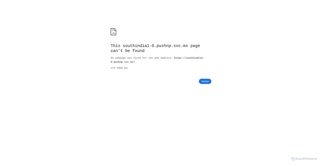 Security scan screenshot of https://southindia1-0.pushnp.svc.ms