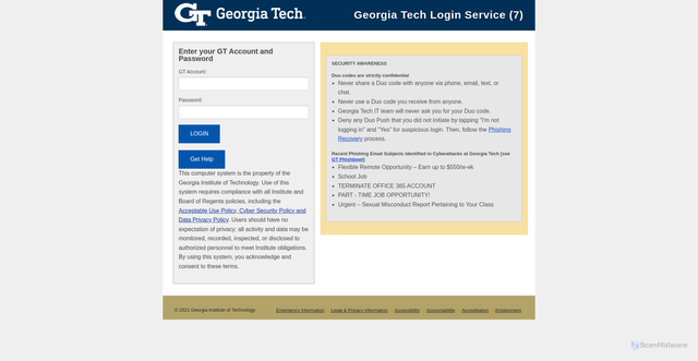 Security scan screenshot of https://gatech.instructure.com