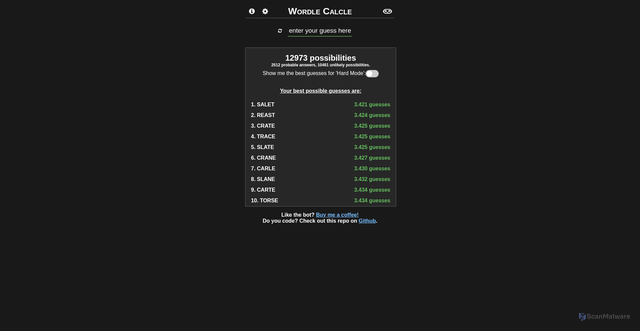 Security scan screenshot of https://ybenhayun.github.io/wordlebot/