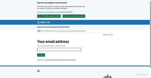 Security scan screenshot of https://www.apply-for-pip.dwp.gov.uk