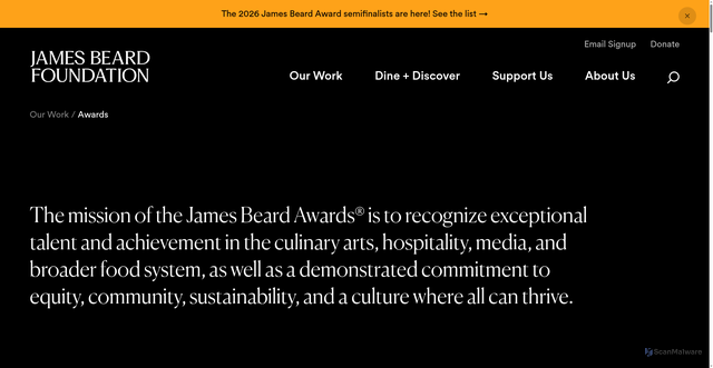 Security scan screenshot of https://www.jamesbeard.org/awards