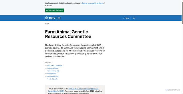 Security scan screenshot of http://www.defra.gov.uk/fangr/