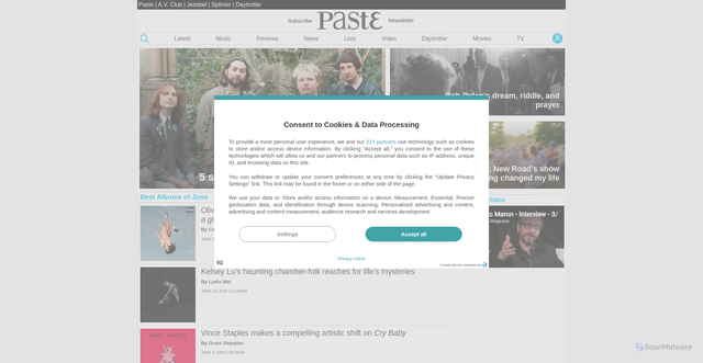 Security scan screenshot of https://www.pastemagazine.com