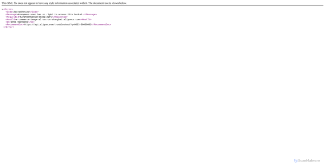 Security scan screenshot of https://e-commerce-image-al.oss-cn-shanghai.aliyuncs.com
