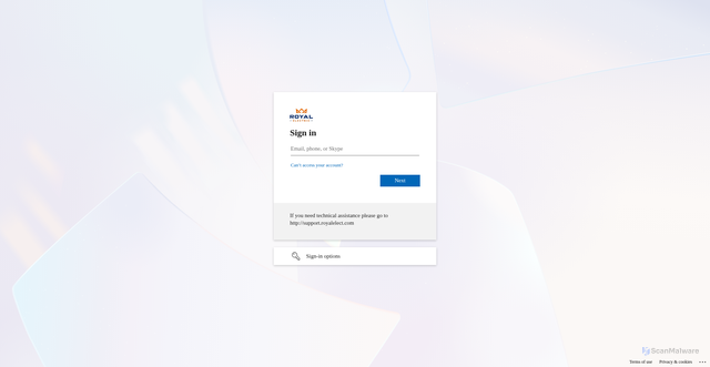 Security scan screenshot of https://royalelect-my.sharepoint.com