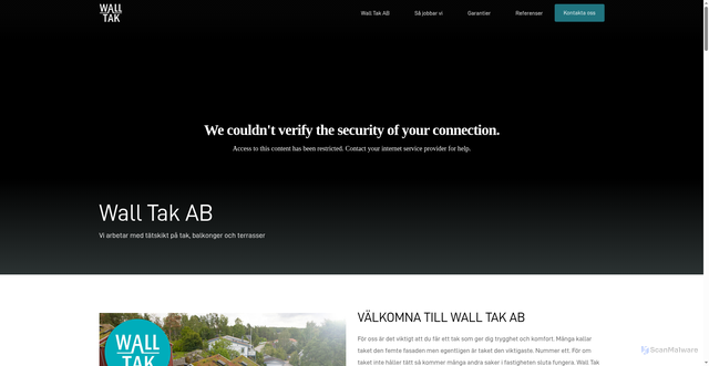 Security scan screenshot of https://walltak.se