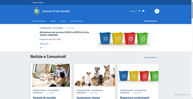Security scan screenshot of https://www.comune.sansperate.ca.it/