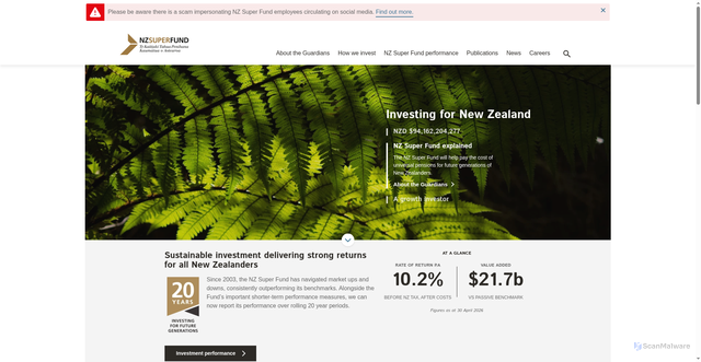 Security scan screenshot of http://www.nzsuperfund.co.nz