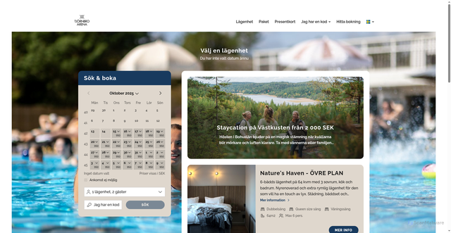 Security scan screenshot of https://boka.tjornbroarena.se/accommodation