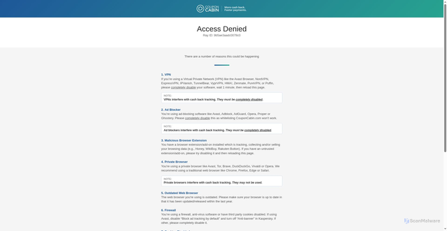 Security scan screenshot of https://www.couponcabin.com