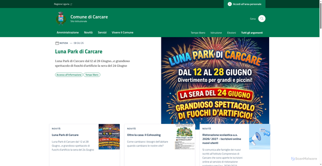 Security scan screenshot of https://www.comune.carcare.sv.it