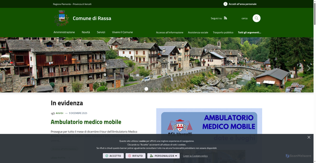 Security scan screenshot of https://www.comune.rassa.vc.it/it-it/home