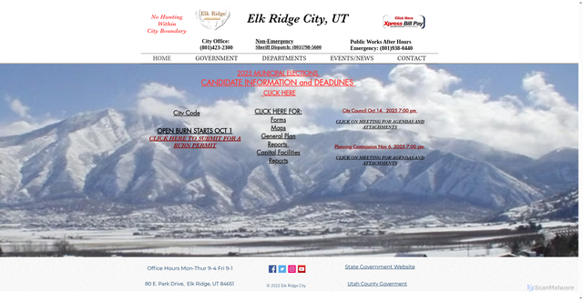 Security scan screenshot of https://www.elkridgeutah.gov/