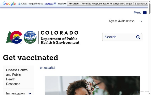 Security scan screenshot of https://cdphe.colorado.gov/immunizations/get-vaccinated