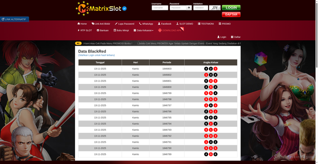 Security scan screenshot of https://19matrixslot.xyz/desktop/data/blackred?m=6