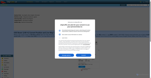 Security scan screenshot of http://www.shiptraffic.net/current-position/USS%20Boxer%20(LHD-4)/1/368710000