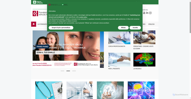 Security scan screenshot of https://www.istituto-besta.it/