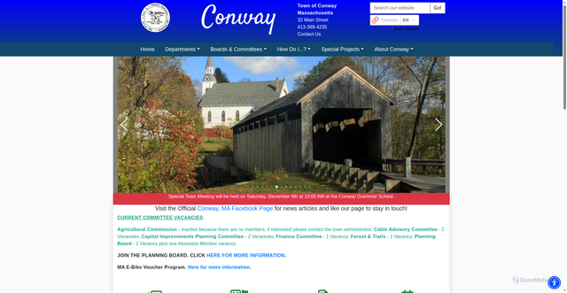 Security scan screenshot of https://conwayma.gov/