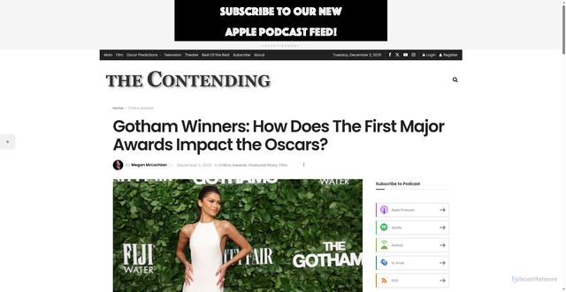 Security scan screenshot of https://thecontending.com/gotham-awards-winners-2024/