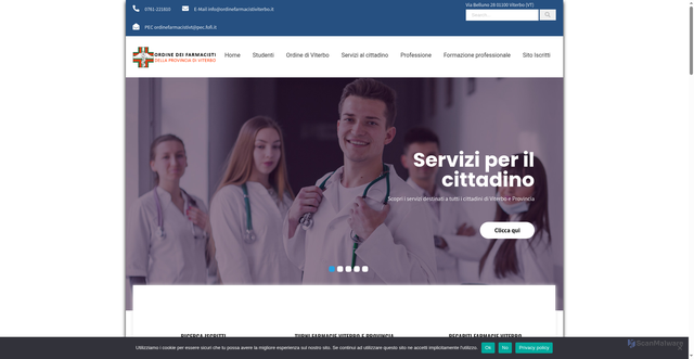 Security scan screenshot of https://www.ordinefarmacistiviterbo.it/