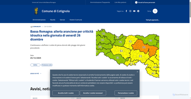Security scan screenshot of https://www.comune.cotignola.ra.it/