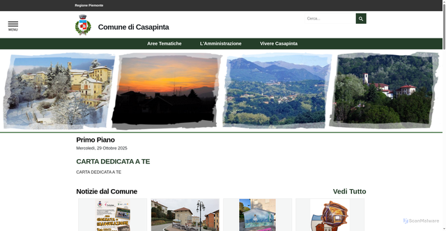 Security scan screenshot of https://www.comune.casapinta.bi.it/HOME