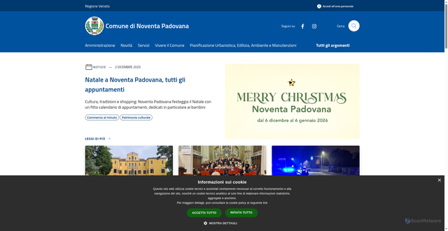 Security scan screenshot of https://www.comune.noventa.pd.it/it